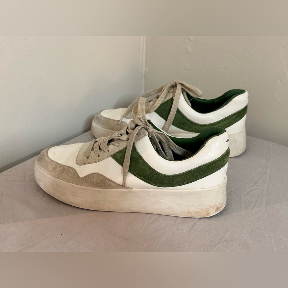 Vince Women’s Leather & Suede Low-Top Sneakers | Green & White Retro 8.5 - Picture 5 of 9